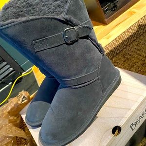 Gray Buckled BearPaw Boots